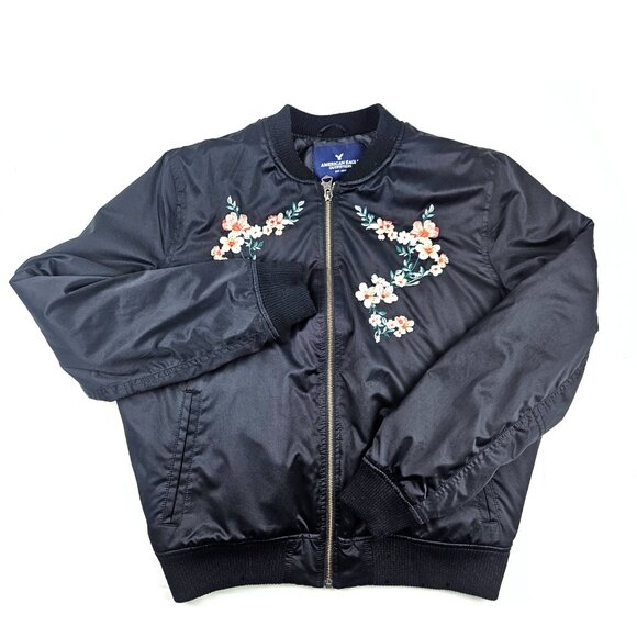 American eagle Bomber Jacket with Floral Embroidery - Picture 2 of 8